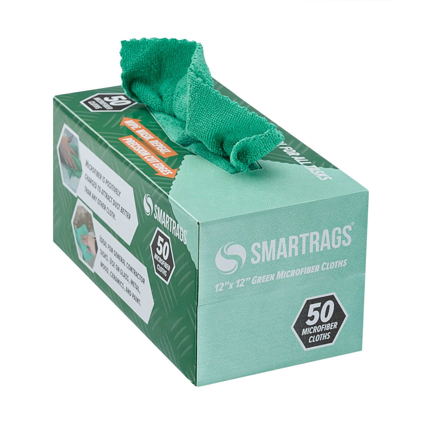 box of green smart rags on a white background